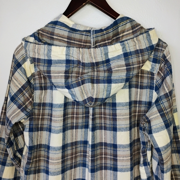LL Bean Scotch Plaid Flannel Shirt Relaxed Fit Zip Hoodie Granola Size Small - Picture 7 of 15